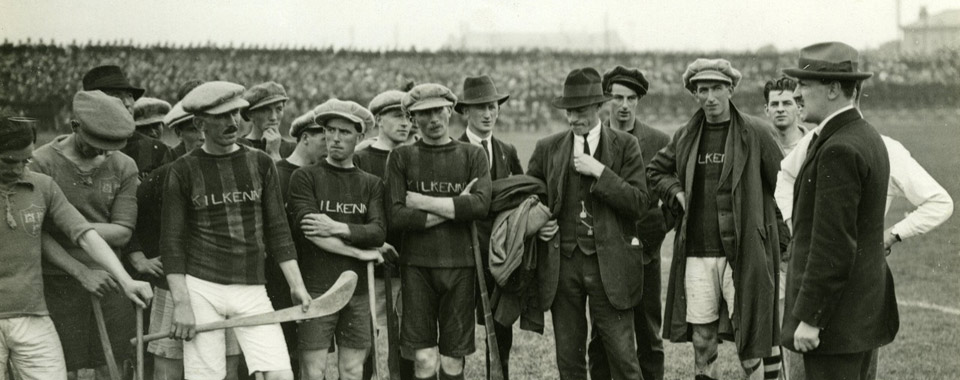 Michael Collins addressing a small group of hurlers