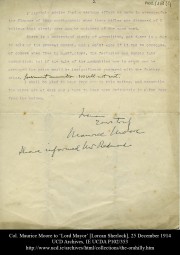 Col. Maurice Moore to ‘Lord Mayor’ [Lorcan Sherlock], 25 December 1914