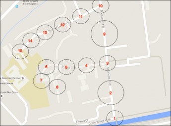 The app is a location-triggered audio walking tour of Goldenbridge.