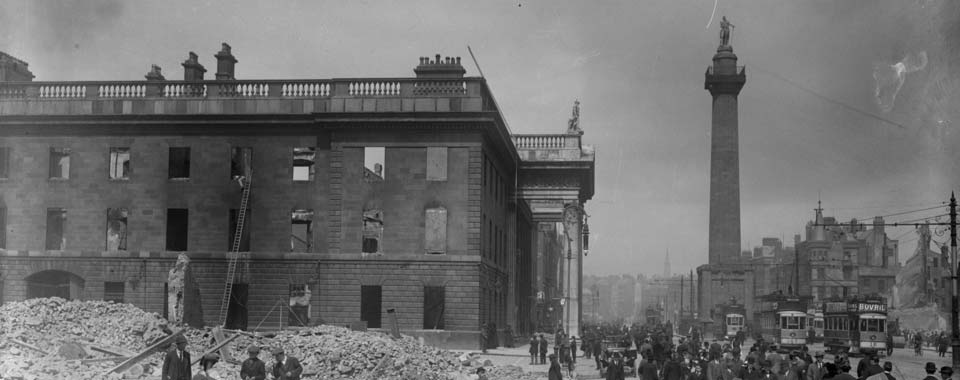 The shell of the G.P.O. on Sackville Street (later O'Connell Street), Dublin in the aftermath of the 1916 Rising